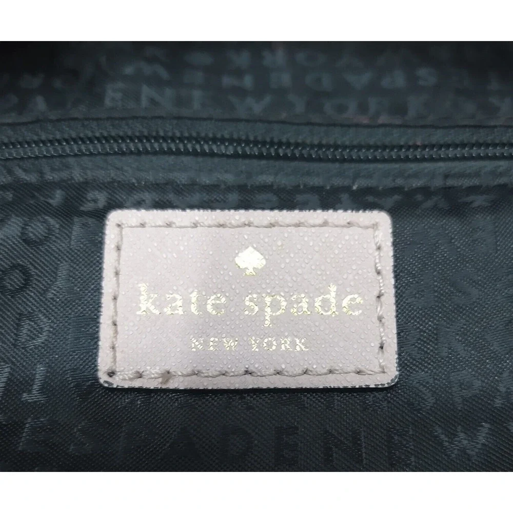 Kate Spade Tilden Colorblock Beige Black Leather Double Handles Satchel Bag